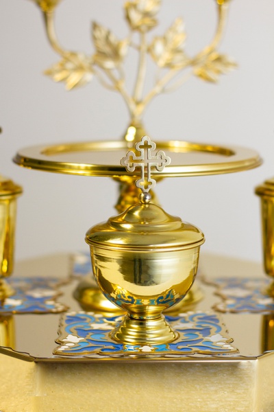 Литейное блюдо №3 булат наклад эмаль